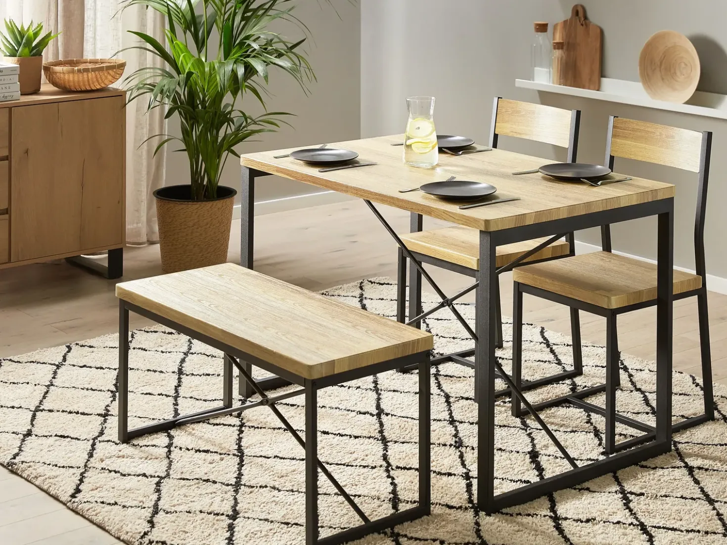 Set da pranzo FLIXTON Marrone chiaro 4 posti