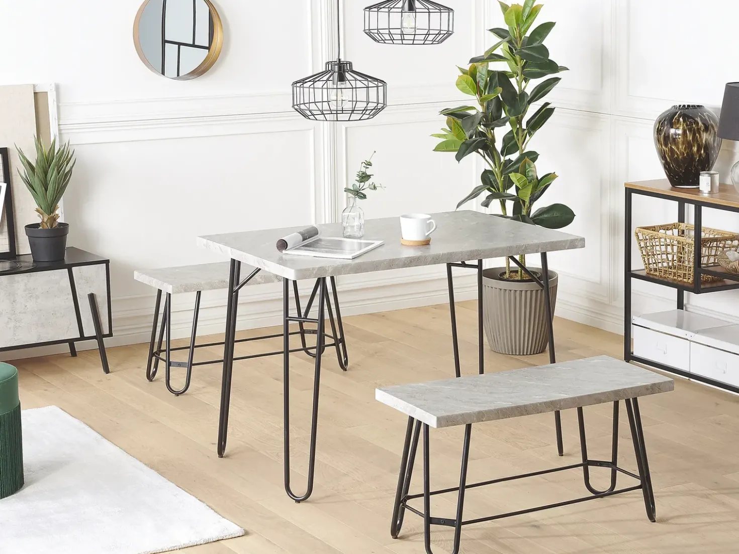 Set da pranzo KEMPTON Grigio chiaro 4 posti