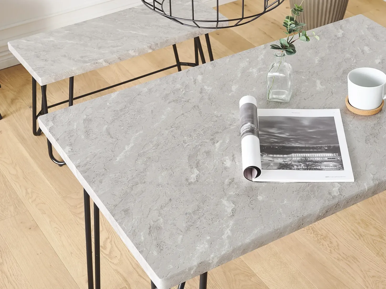 Set da pranzo KEMPTON Grigio chiaro 4 posti