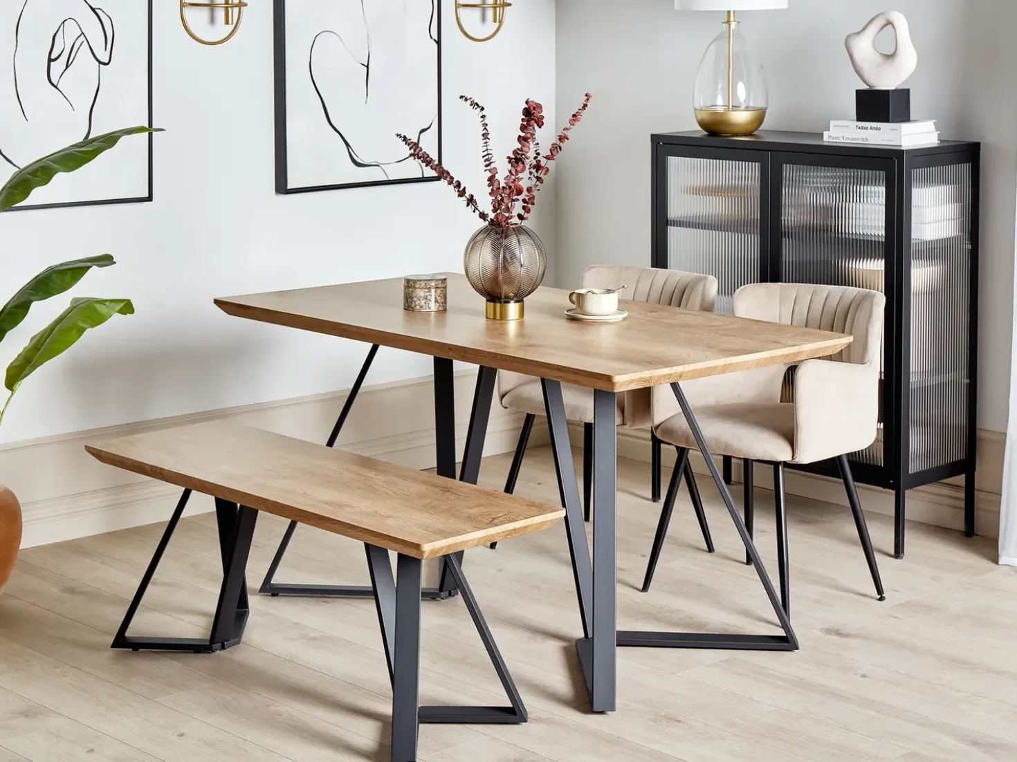 Set da pranzo UPTON Marrone chiaro 2 posti