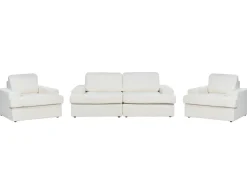 Set da salotto 5 posti ALLA Bouclé Bianco sporco
