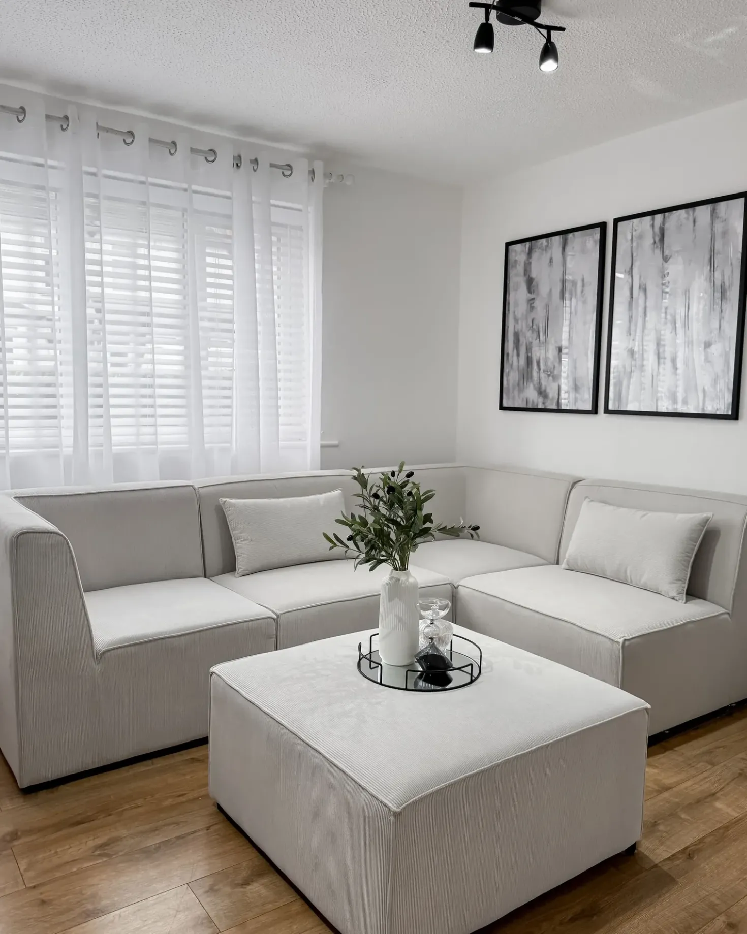 Set da salotto 5 posti ALLA Tessuto Beige chiaro