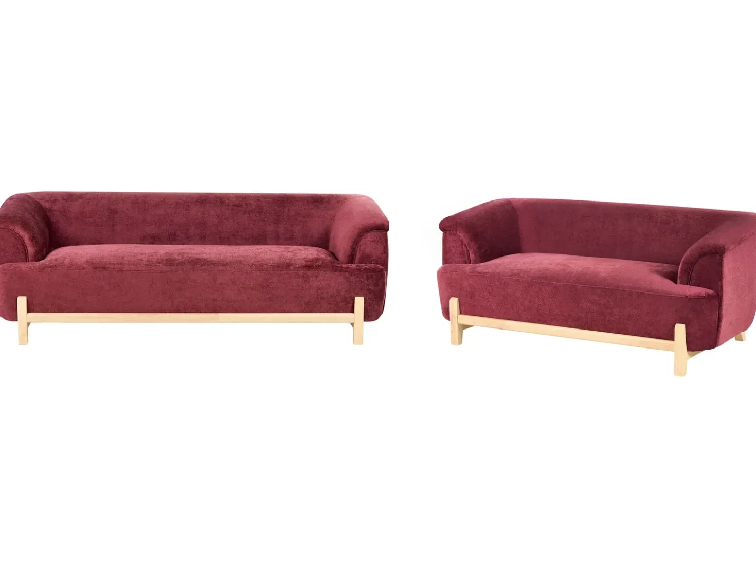 Set da salotto 5 posti ALNOR Ciniglia Bordeaux