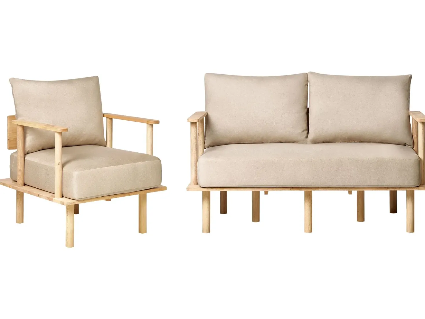 Set da salotto 3 posti ASKER Tessuto Beige sabbia