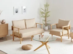 Set da salotto 3 posti ASKER Tessuto Beige sabbia