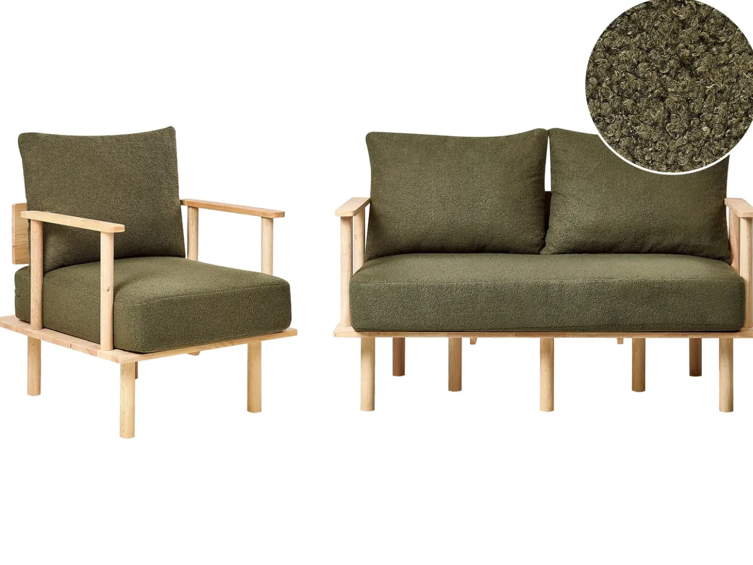 Set da salotto 3 posti ASKER Bouclé Verde scuro