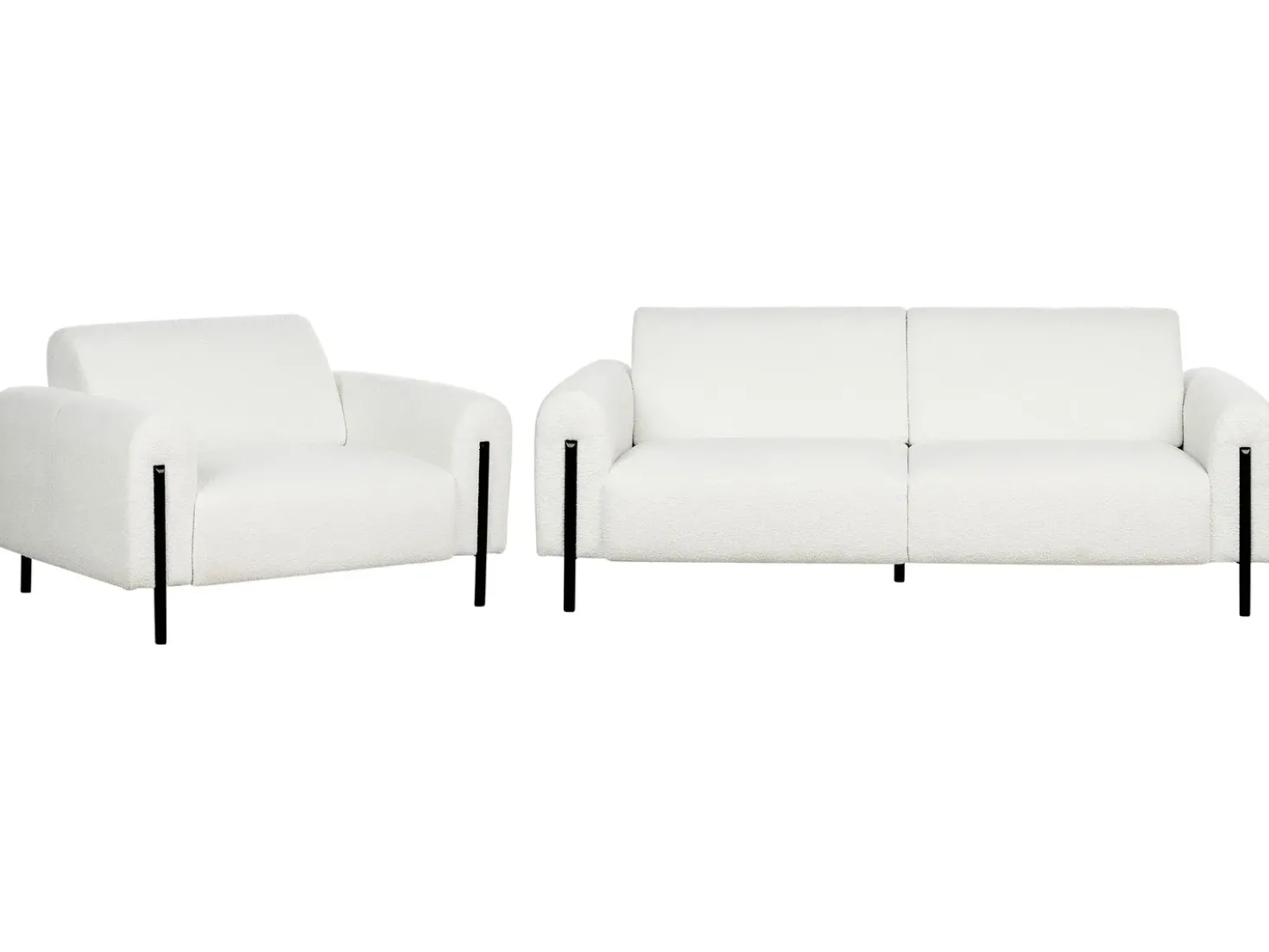 Set da salotto 4 posti ASKIM Bouclé Bianco