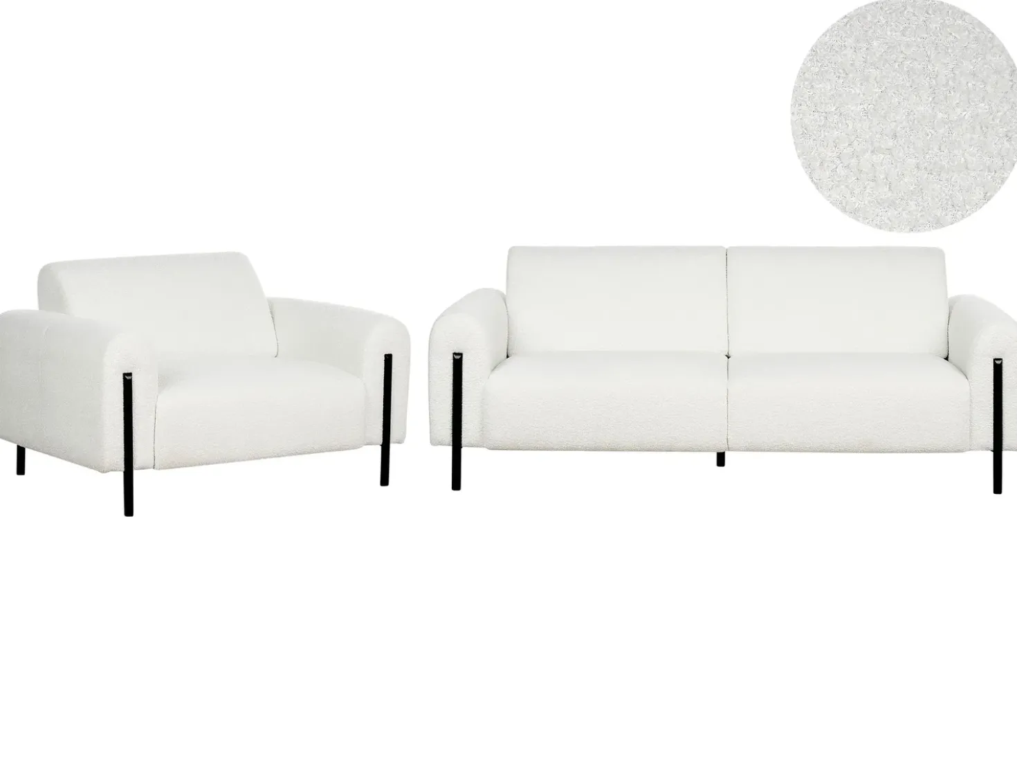 Set da salotto 4 posti ASKIM Bouclé Bianco