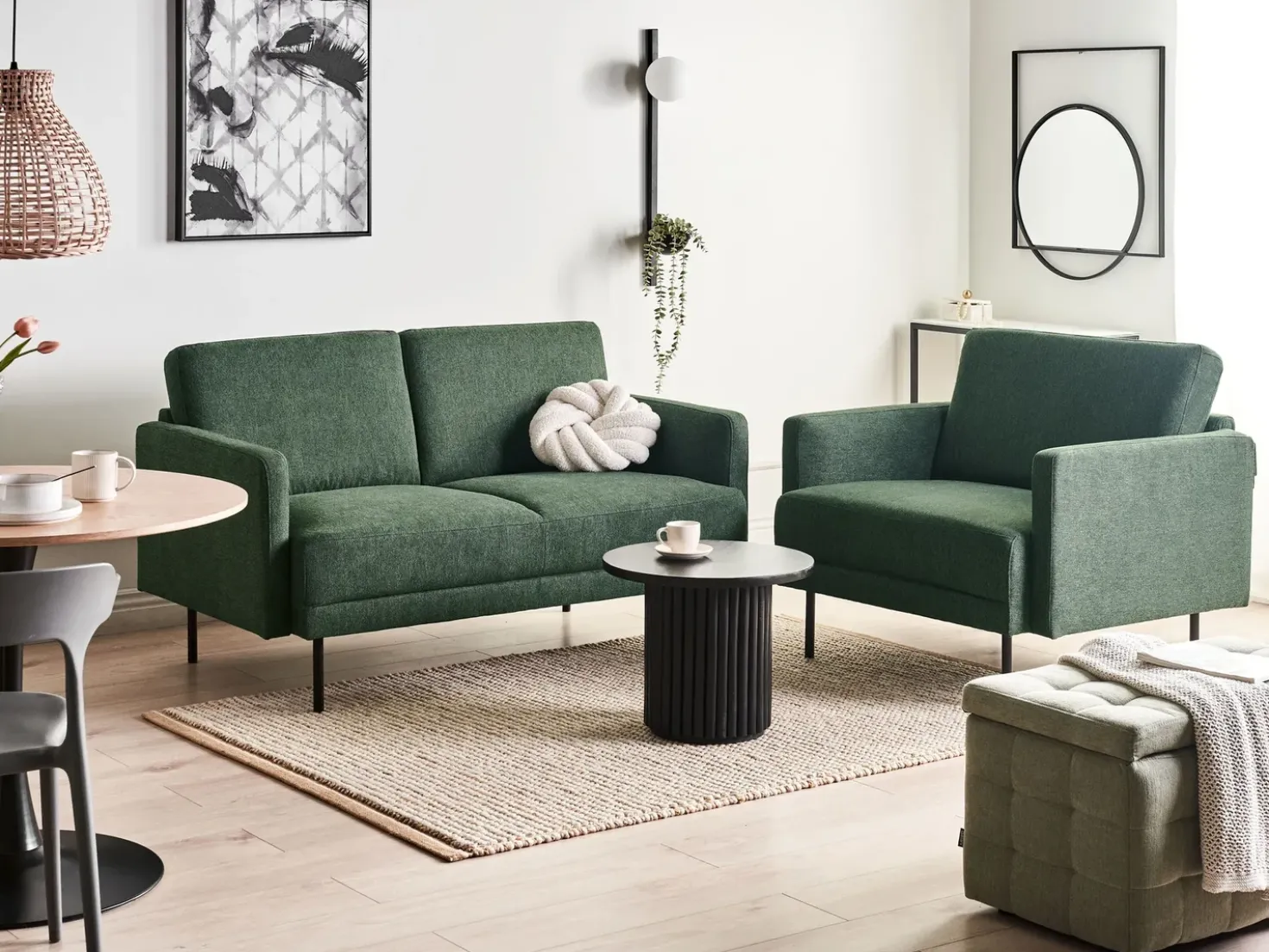 Set da salotto 2 posti BREDA Tessuto Verde scuro