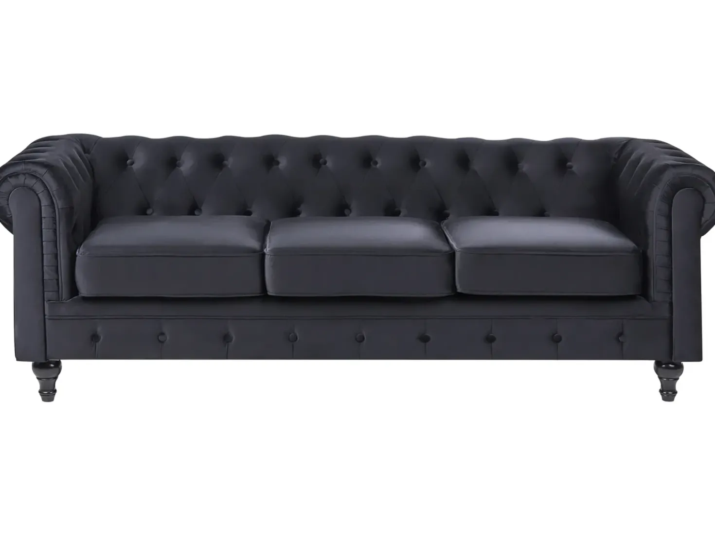 Set da salotto 4 posti CHESTERFIELD Velluto Nero