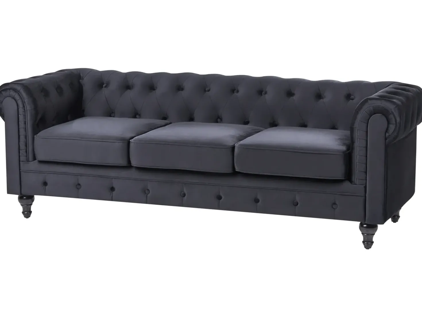 Set da salotto 4 posti CHESTERFIELD Velluto Nero