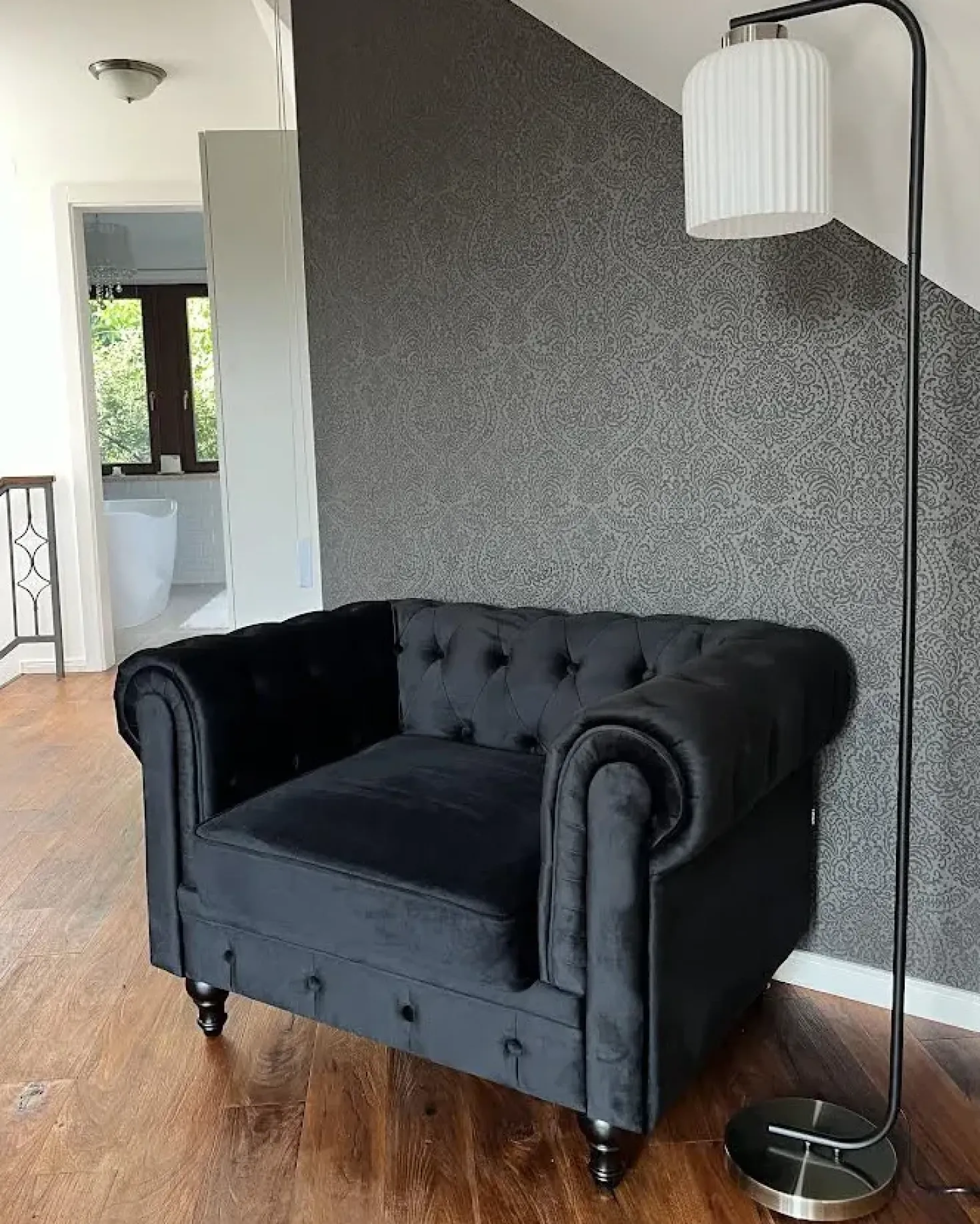 Set da salotto 4 posti CHESTERFIELD Velluto Nero