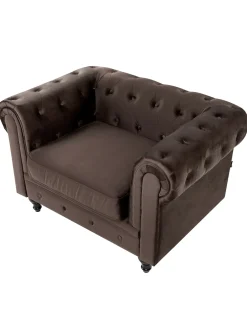 Set da salotto 4 posti CHESTERFIELD Velluto Marrone scuro