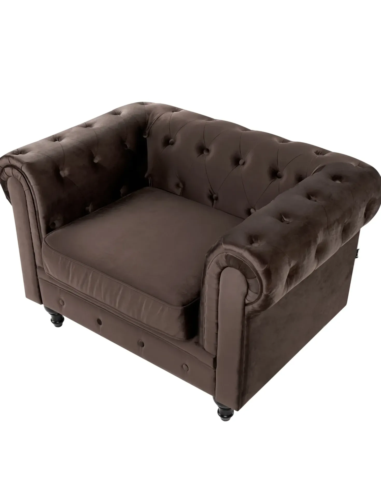 Set da salotto 4 posti CHESTERFIELD Velluto Marrone scuro