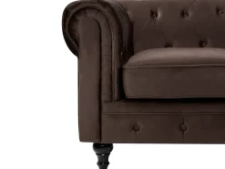 Set da salotto 4 posti CHESTERFIELD Velluto Marrone scuro