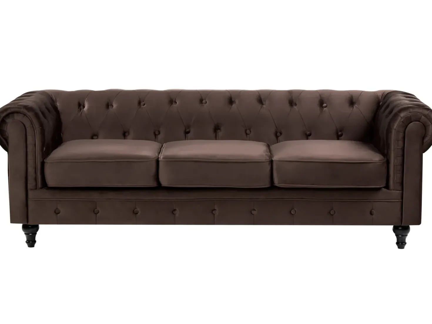 Set da salotto 4 posti CHESTERFIELD Velluto Marrone scuro