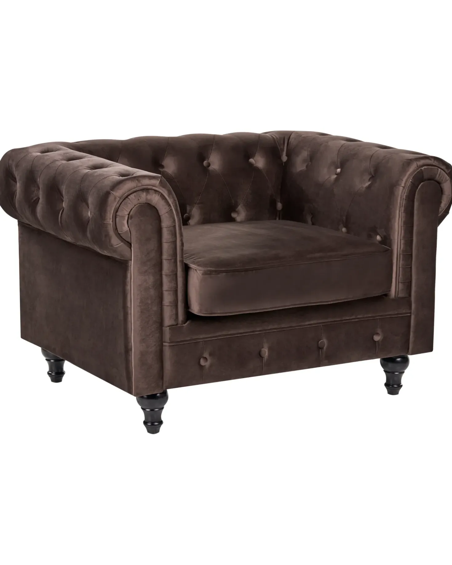 Set da salotto 4 posti CHESTERFIELD Velluto Marrone scuro