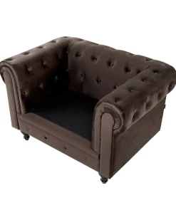 Set da salotto 4 posti CHESTERFIELD Velluto Marrone scuro