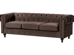 Set da salotto 4 posti CHESTERFIELD Velluto Marrone scuro