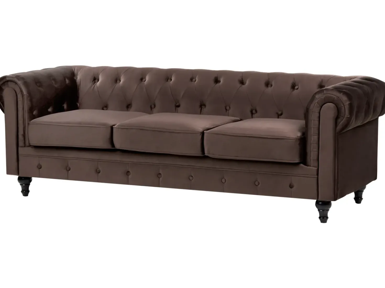 Set da salotto 4 posti CHESTERFIELD Velluto Marrone scuro