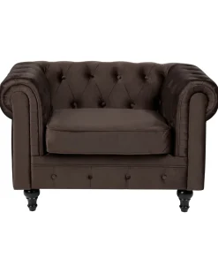Set da salotto 4 posti CHESTERFIELD Velluto Marrone scuro