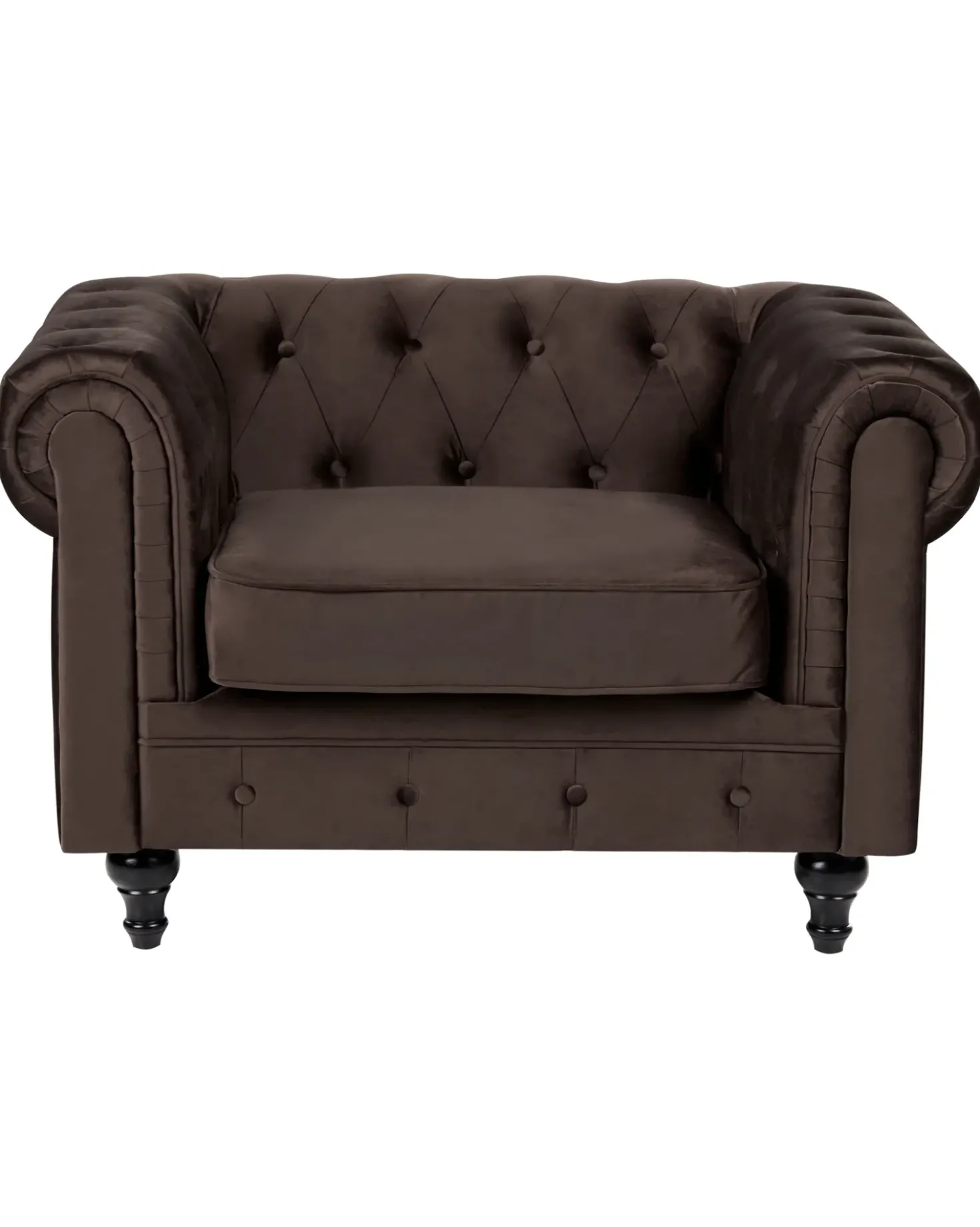 Set da salotto 4 posti CHESTERFIELD Velluto Marrone scuro