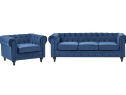 Set da salotto 4 posti CHESTERFIELD Velluto Blu marino