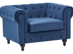 Set da salotto 4 posti CHESTERFIELD Velluto Blu marino