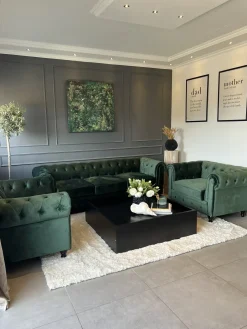 Set da salotto 4 posti CHESTERFIELD Velluto Verde smeraldo