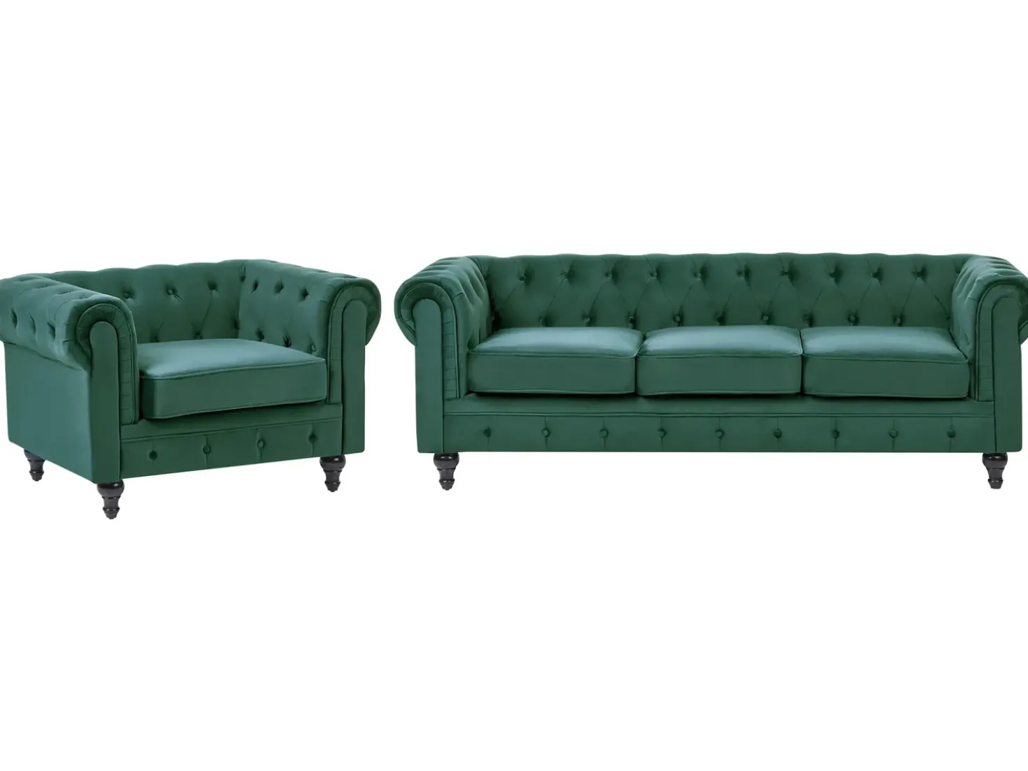 Set da salotto 4 posti CHESTERFIELD Velluto Verde smeraldo
