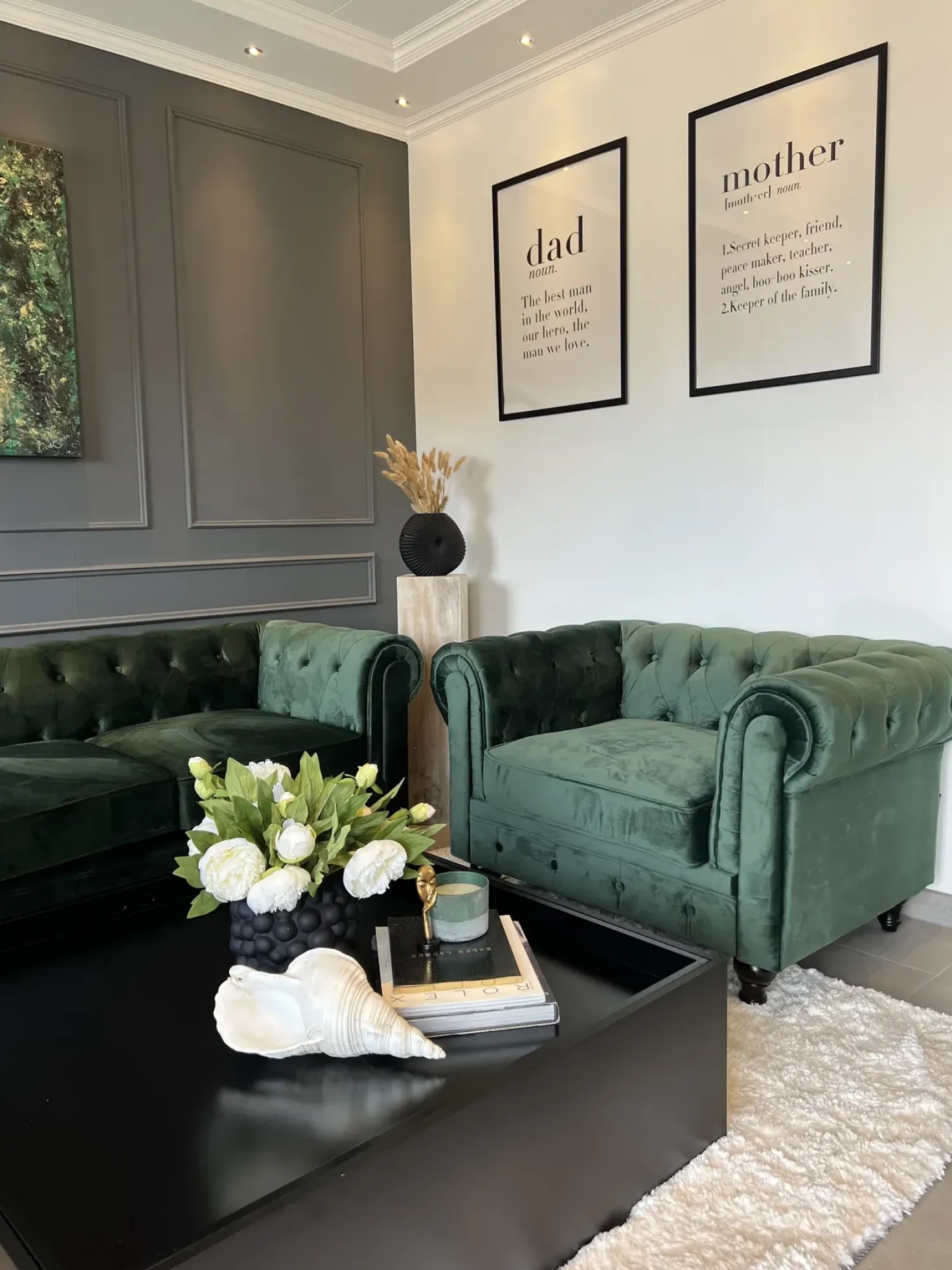 Set da salotto 4 posti CHESTERFIELD Velluto Verde smeraldo