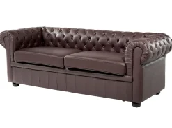 Set da salotto 4 posti CHESTERFIELD Pelle naturale Marrone
