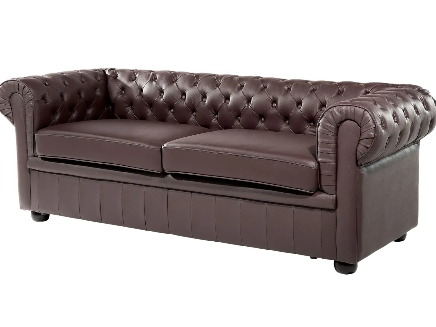Set da salotto 4 posti CHESTERFIELD Pelle naturale Marrone