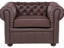 Set da salotto 4 posti CHESTERFIELD Pelle naturale Marrone