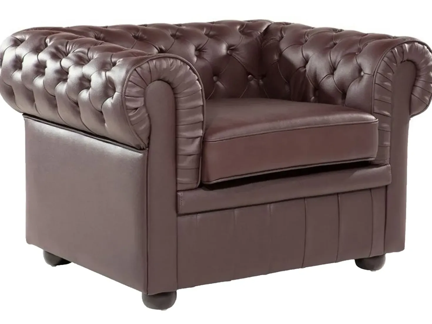 Set da salotto 4 posti CHESTERFIELD Pelle naturale Marrone
