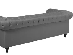 Set da salotto 4 posti CHESTERFIELD Tessuto Grigio chiaro