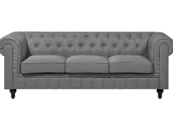 Set da salotto 4 posti CHESTERFIELD Tessuto Grigio chiaro
