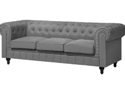 Set da salotto 4 posti CHESTERFIELD Tessuto Grigio chiaro