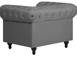 Set da salotto 4 posti CHESTERFIELD Tessuto Grigio chiaro