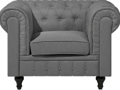 Set da salotto 4 posti CHESTERFIELD Tessuto Grigio chiaro