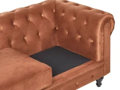 Set da salotto 4 posti CHESTERFIELD Velluto Marrone dorato
