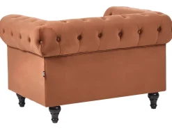 Set da salotto 4 posti CHESTERFIELD Velluto Marrone dorato