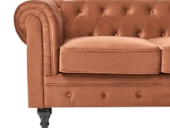 Set da salotto 4 posti CHESTERFIELD Velluto Marrone dorato