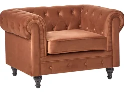 Set da salotto 4 posti CHESTERFIELD Velluto Marrone dorato