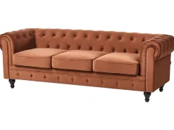 Set da salotto 4 posti CHESTERFIELD Velluto Marrone dorato