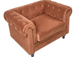Set da salotto 4 posti CHESTERFIELD Velluto Marrone dorato
