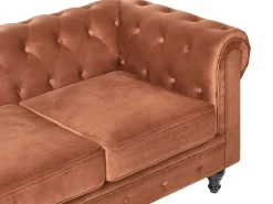 Set da salotto 4 posti CHESTERFIELD Velluto Marrone dorato