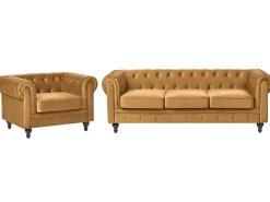 Set da salotto 4 posti CHESTERFIELD Velluto Oro