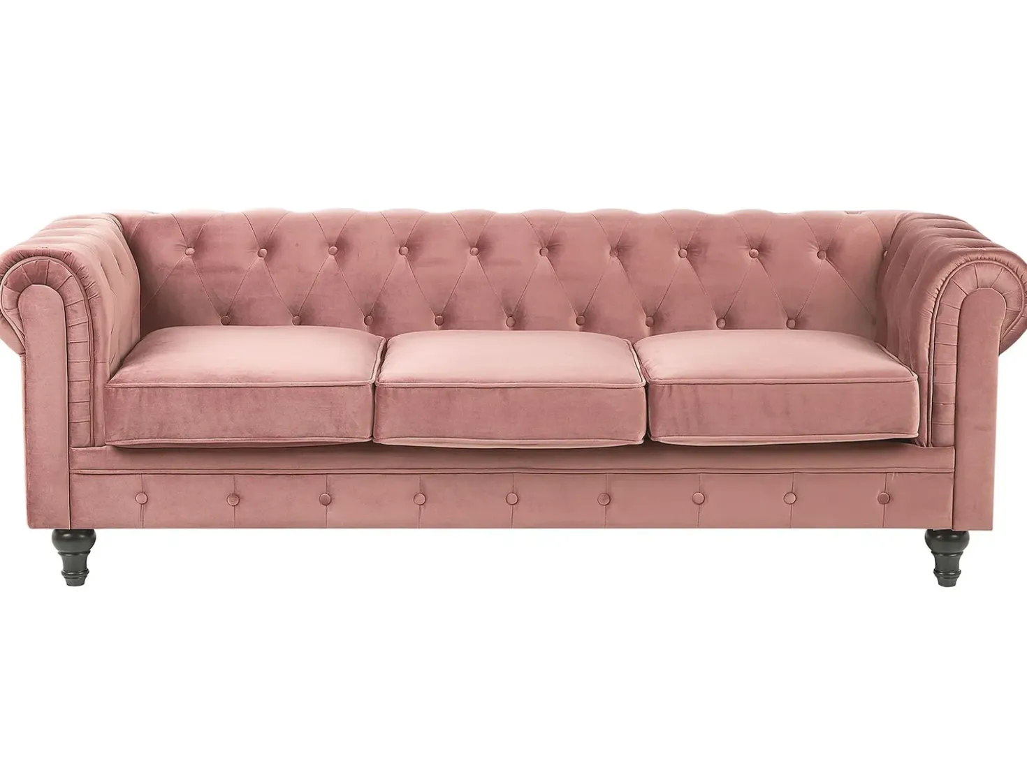 Set da salotto 4 posti CHESTERFIELD Velluto Rosa