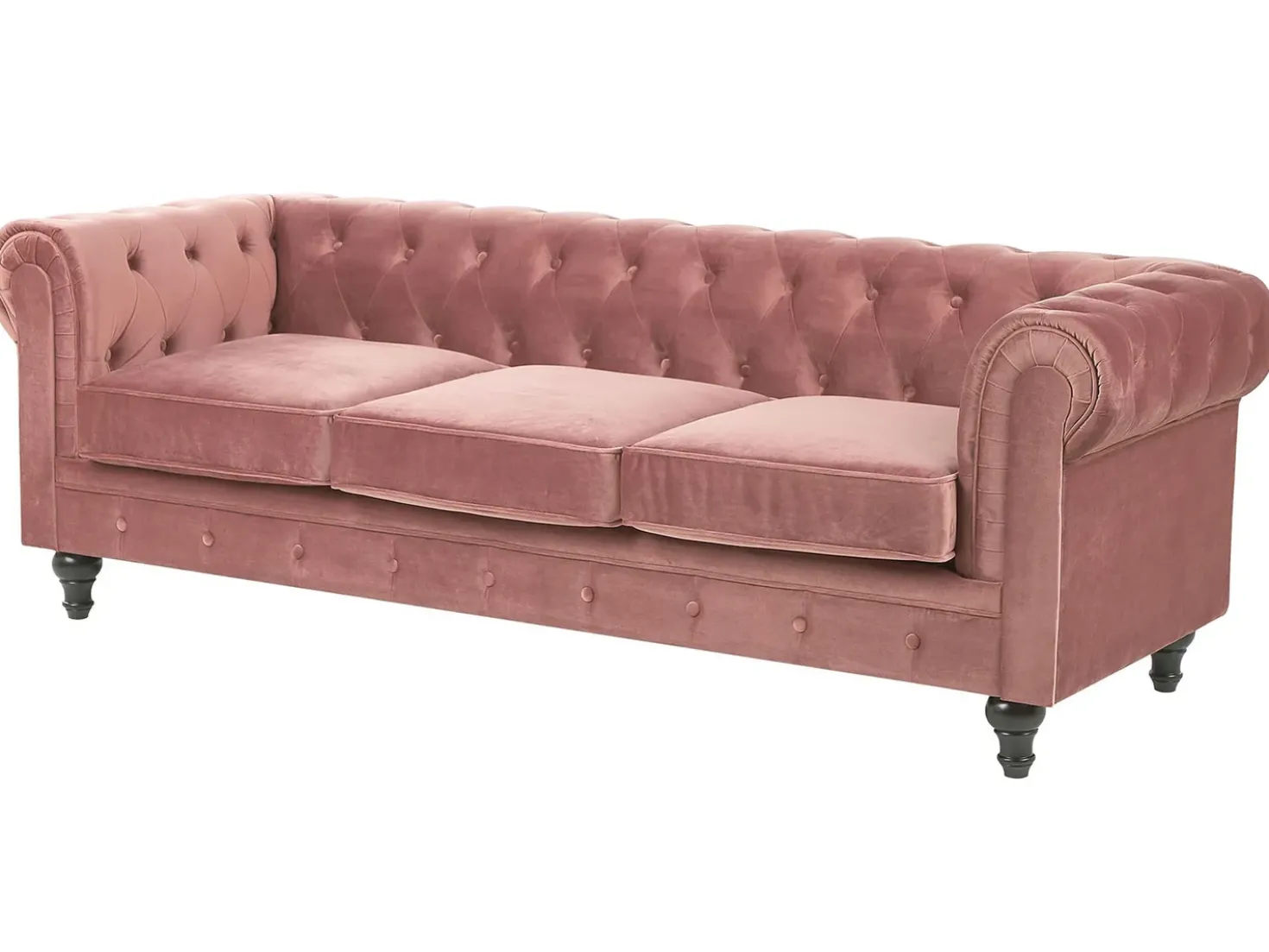 Set da salotto 4 posti CHESTERFIELD Velluto Rosa